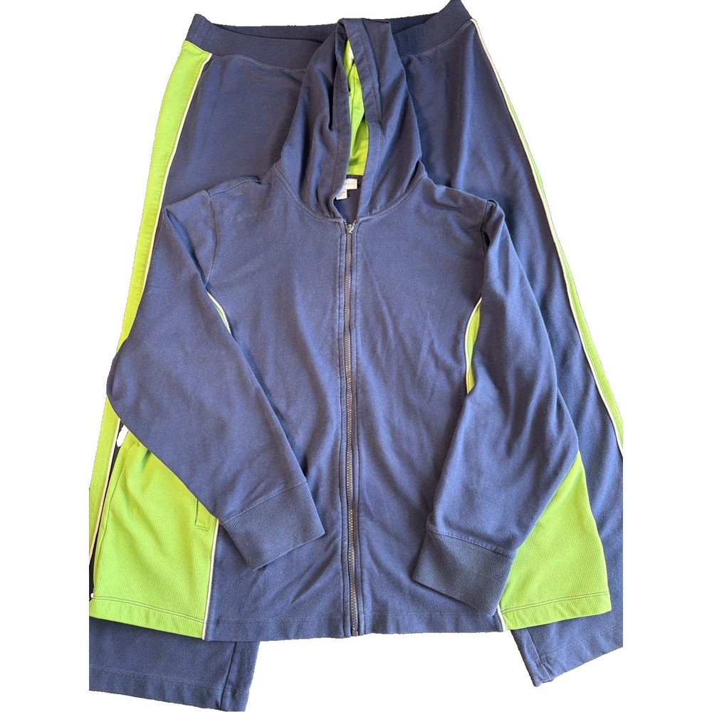 1ad~ Women's Fashion Bug Sz 22/24W Sweatsuit Outfit Blue With Green Stripe